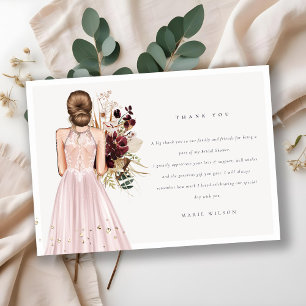 Carte De Remerciements Robe de mariée élégante Boho Blush Shower nuptial