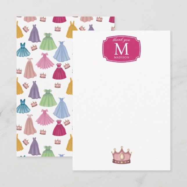 Carte De Remerciements Robe de princesse conte de fées petite fille enfan (Devant / Derrière)