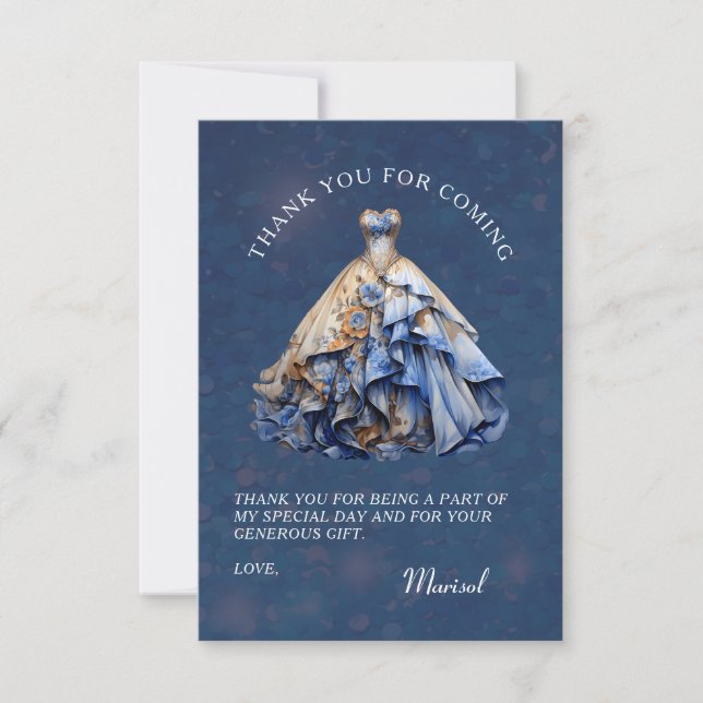 Carte De Remerciements Robe élégante de Quinceanera (Devant)