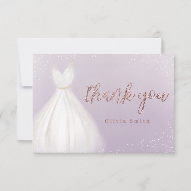 Carte De Remerciements Robe en or rose violet parties scintillant quincea (Devant)