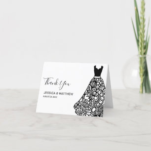 Carte De Remerciements Robe Mariage en dentelle noire