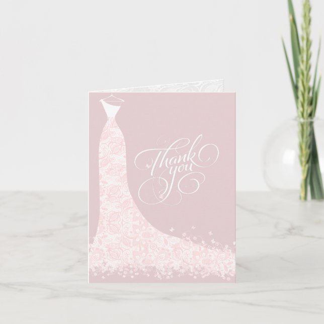 Carte de remerciements Robe Mariage Rose Et Blanc (Devant)