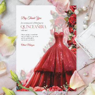 Carte De Remerciements Robe Rouge Glam Quintencera