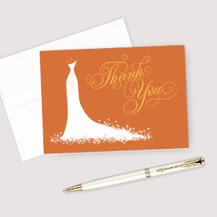 Carte De Remerciements Robes de mariée élégantes orange citrouille Cadeau