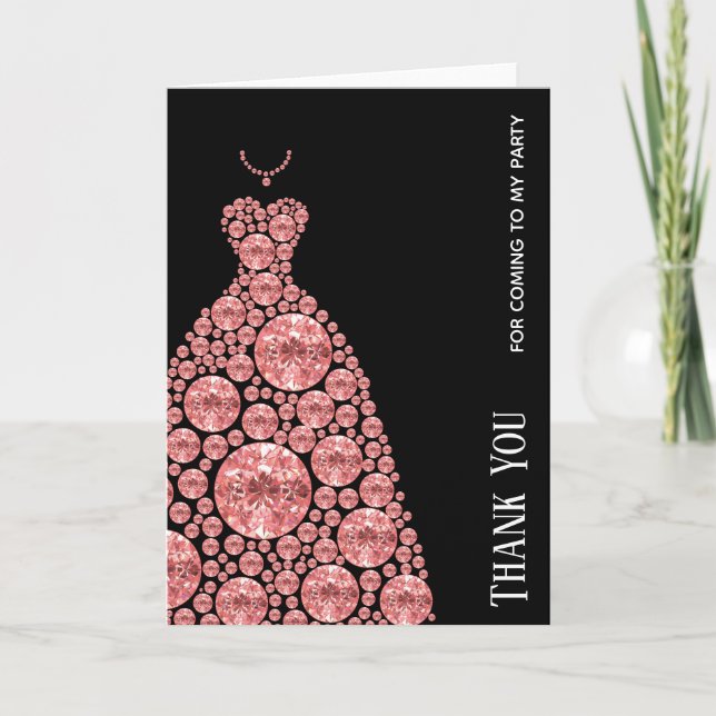 Carte De Remerciements Robes Diamant Glam Gown (Devant)