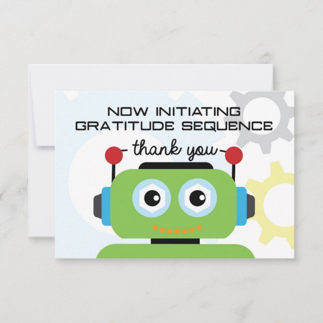 Carte de remerciements robotique | Merci du parti  (Devant)