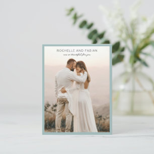 Carte De Remerciements Rochelle Aqua Moderne Contemporain Mariage Élégant