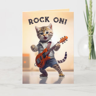 Carte De Remerciements Rock Sur Guitare Cute Kitty