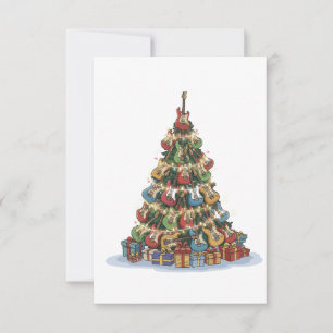 Carte De Remerciements Rockin' Around The Christmas Tree   Guitare Funny