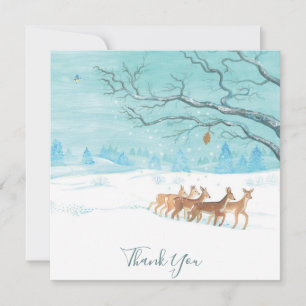 Carte De Remerciements Roe Deer Group en hiver