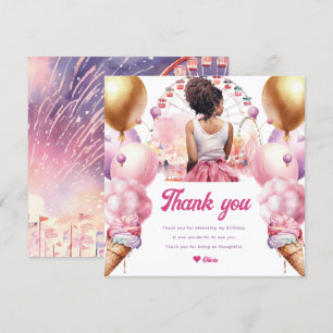 Carte De Remerciements Rollercoaster Party Aquarelle africaine-américaine