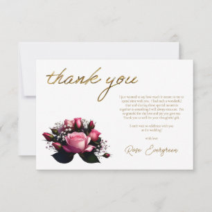Carte De Remerciements Romance Rosissant : Rose Rose Mariage Remerciement