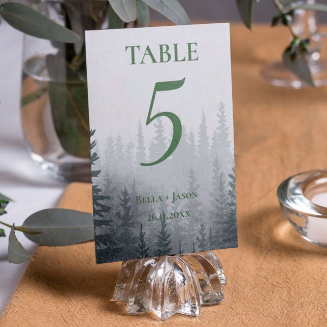 Carte De Remerciements  Romantic Forest Trees Themed WEDDING Table Number (Créateur téléchargé)
