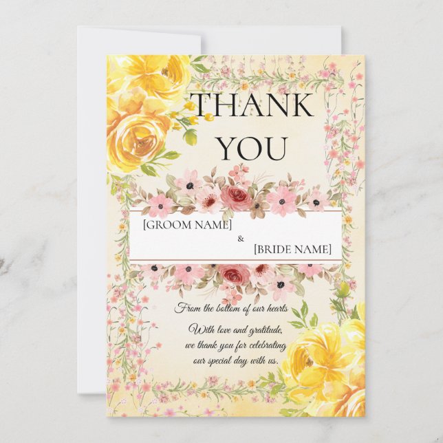 Carte De Remerciements Romantic Pastel Wedding Stationery (Devant)