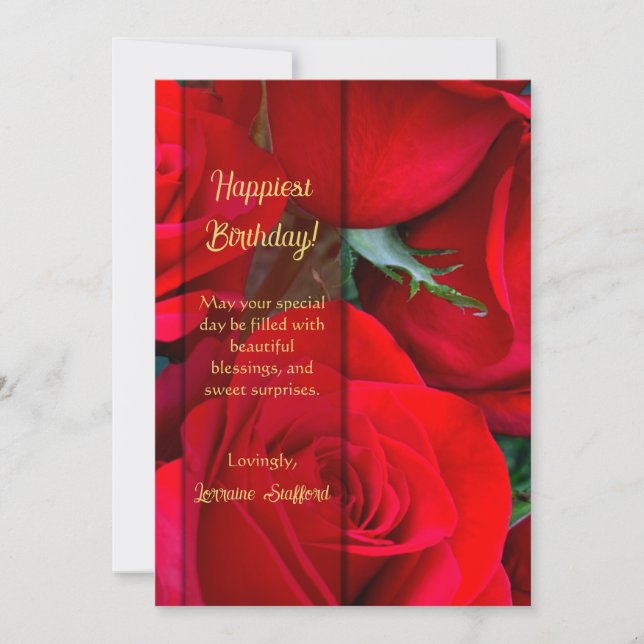 Carte De Remerciements Romantic Red Rose Birthday Card (Devant)