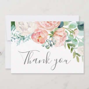 Carte de remerciements romantique des fleurs de pi