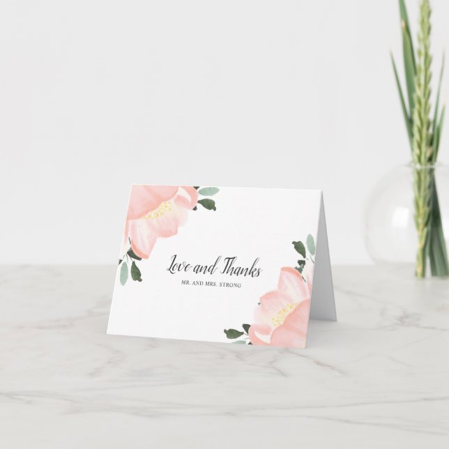 Carte De Remerciements Romantique Élégant Printemps Floral Blush Mariage  (Devant)