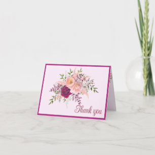 Carte De Remerciements Romantique Plum Bourgogne Blush Pink Mariage