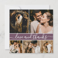Romantique Script Mauve 5 Photo Collage Mariage