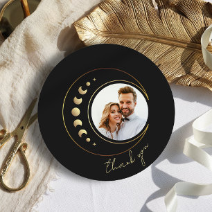 Carte de remerciements rond Mariage Gold Moon