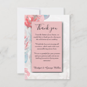 Carte De Remerciements rosa Floral aquarelle fleur sauvage rose mariage