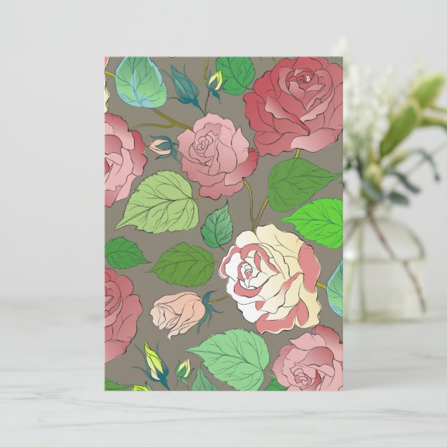 Carte De Remerciements Rose 30 (Debout devant)