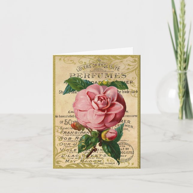 Carte De Remerciements Rose antique (Devant)