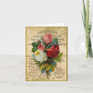 Carte De Remerciements Rose antique