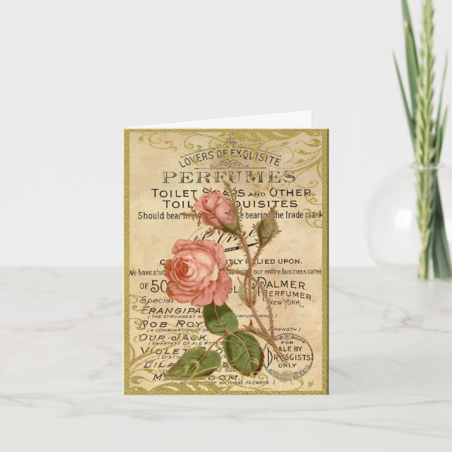 Carte De Remerciements Rose antique (Devant)