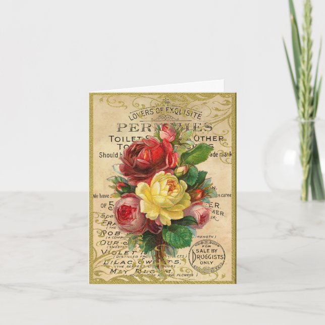 Carte De Remerciements Rose antique (Devant)