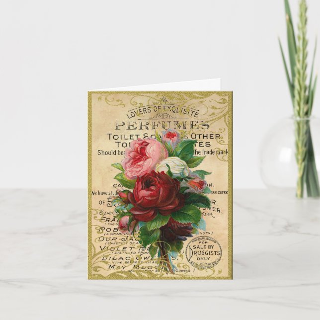 Carte De Remerciements Rose antique (Devant)