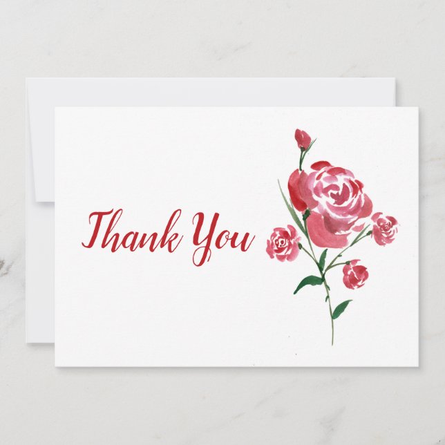 Carte De Remerciements Rose Aquarelle complexe (Devant)