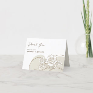 Carte De Remerciements Rose blanc et beige
