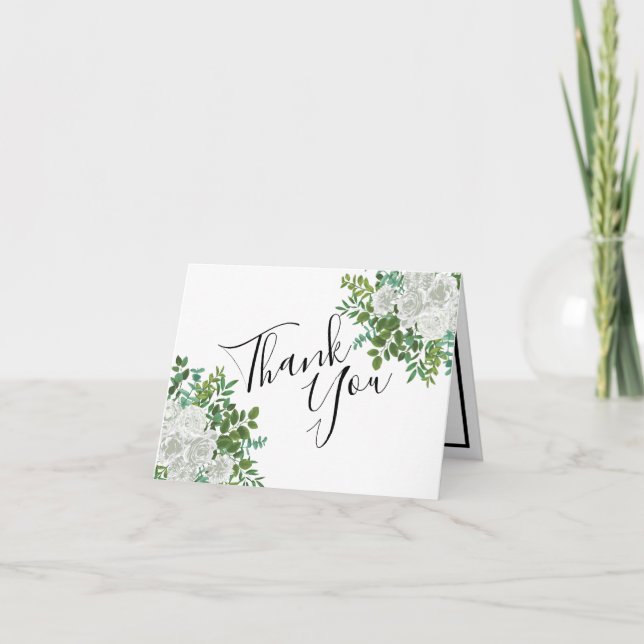 Carte De Remerciements Rose blanche Mariage Floral Classic (Devant)