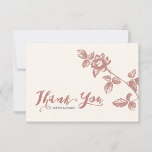 Carte De Remerciements Rose chaud rustique Whimsical Mariage floral