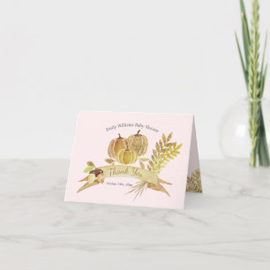 Carte de remerciements rose Citrouille aquarelle