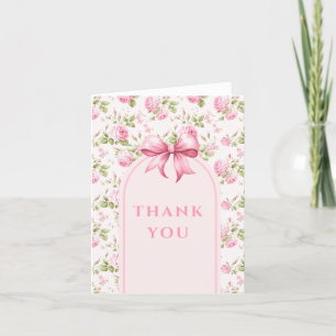 Carte De Remerciements Rose Cottage Rose avec Ruban Coquette Enterrement 