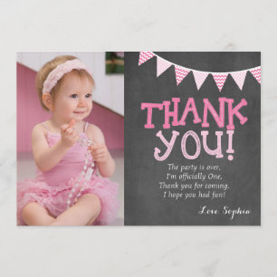 Carte de remerciements rose d'anniversaire de pois