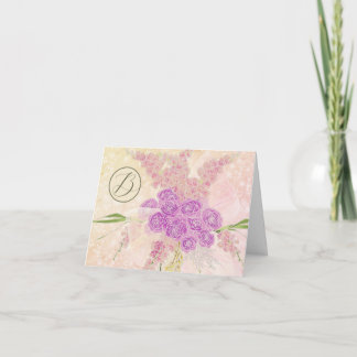Carte De Remerciements Rose de coucher de soleil monogrammée en tulle et