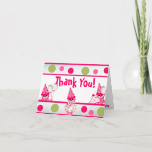 Carte de remerciements rose de pois