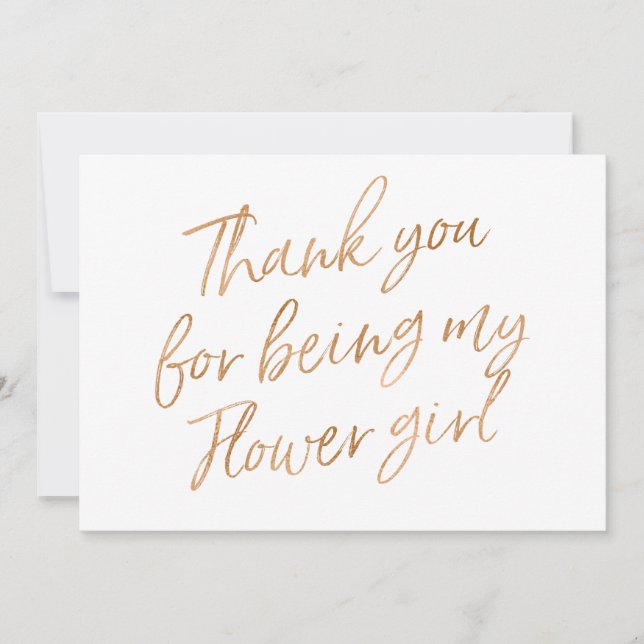 Carte De Remerciements Rose d'or "Merci d'être ma fille de fleurs" (Devant)