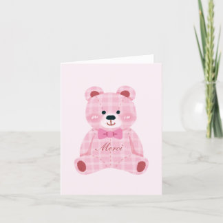 Carte De Remerciements Rose En vichy Teddy
