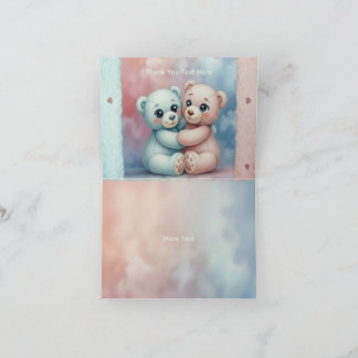 Carte De Remerciements Rose et Bleu Pastel