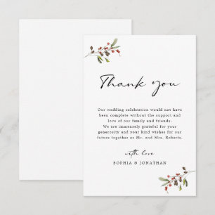 Carte De Remerciements Rose et pin Moderne calligraphie Simple Mariage