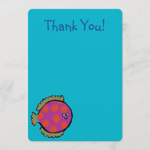 Carte De Remerciements Rose et poissons à pois oranges
