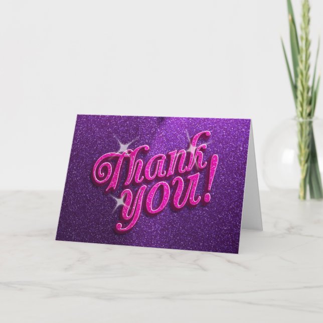 Carte de remerciements rose et pourpre (Devant)