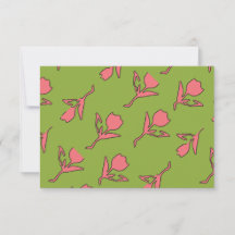 Carte de remerciements, rose et vert