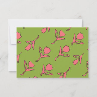 Carte de remerciements, rose et vert