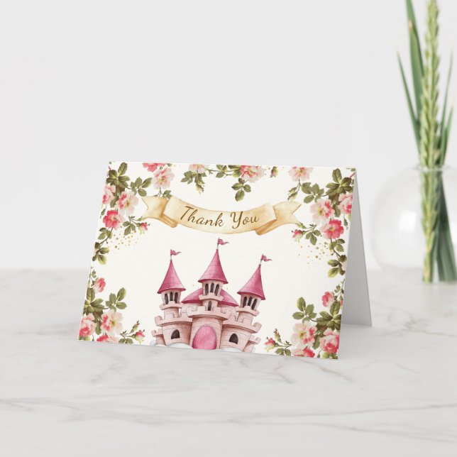 Carte De Remerciements Rose Fleur sauvage Fairytale Castle Baby shower (Devant)