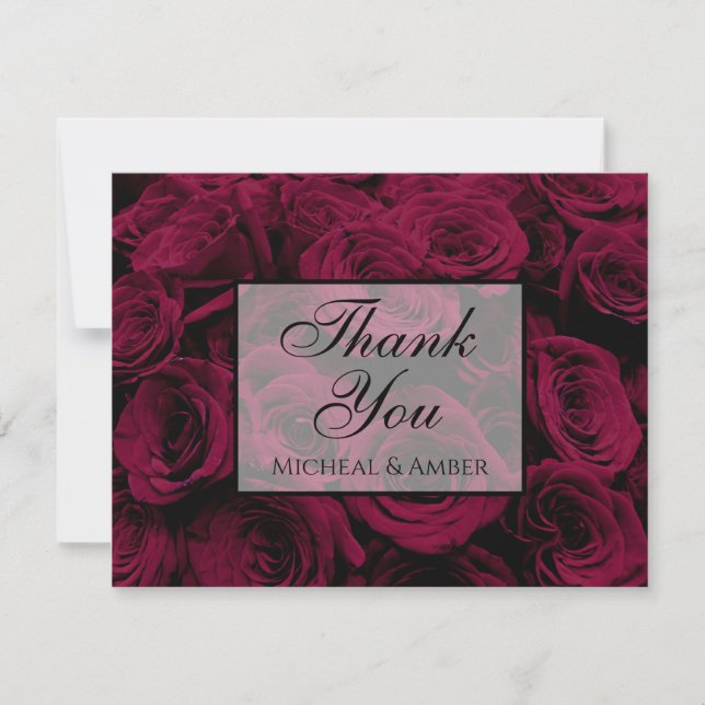 Carte De Remerciements Rose foncé magenta rouge bordeaux (Devant)